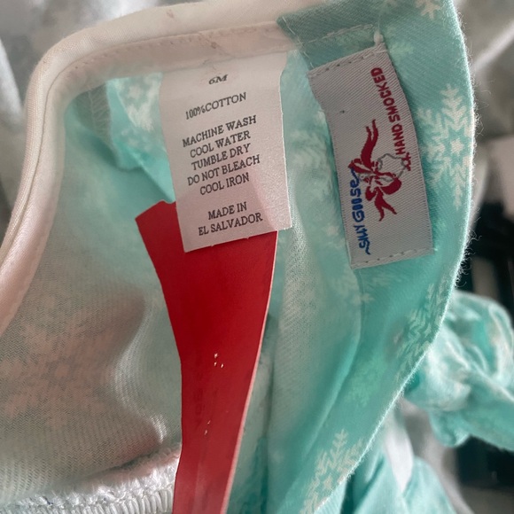 Vintage Silly Goose Girls Smocked blue romper size 6 months - Picture 6 of 7